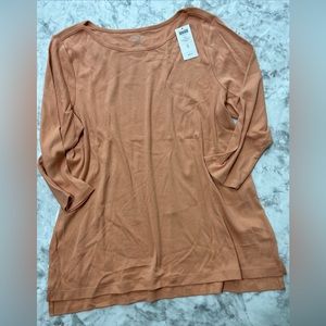 Chicos T Shirt Size 3 US XL Peach 3/4 Sleeve The Ultimate Tee Collection NWT 41